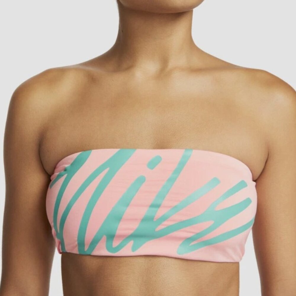 Nike Pink and Teal Bandeau Bikini Top